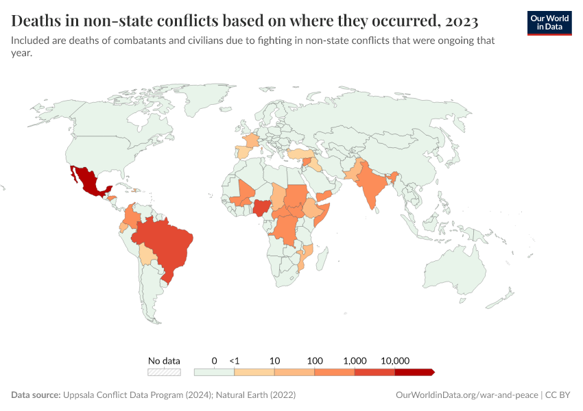 A thumbnail of the "Deaths in non-state conflicts based on where they occurred" chart